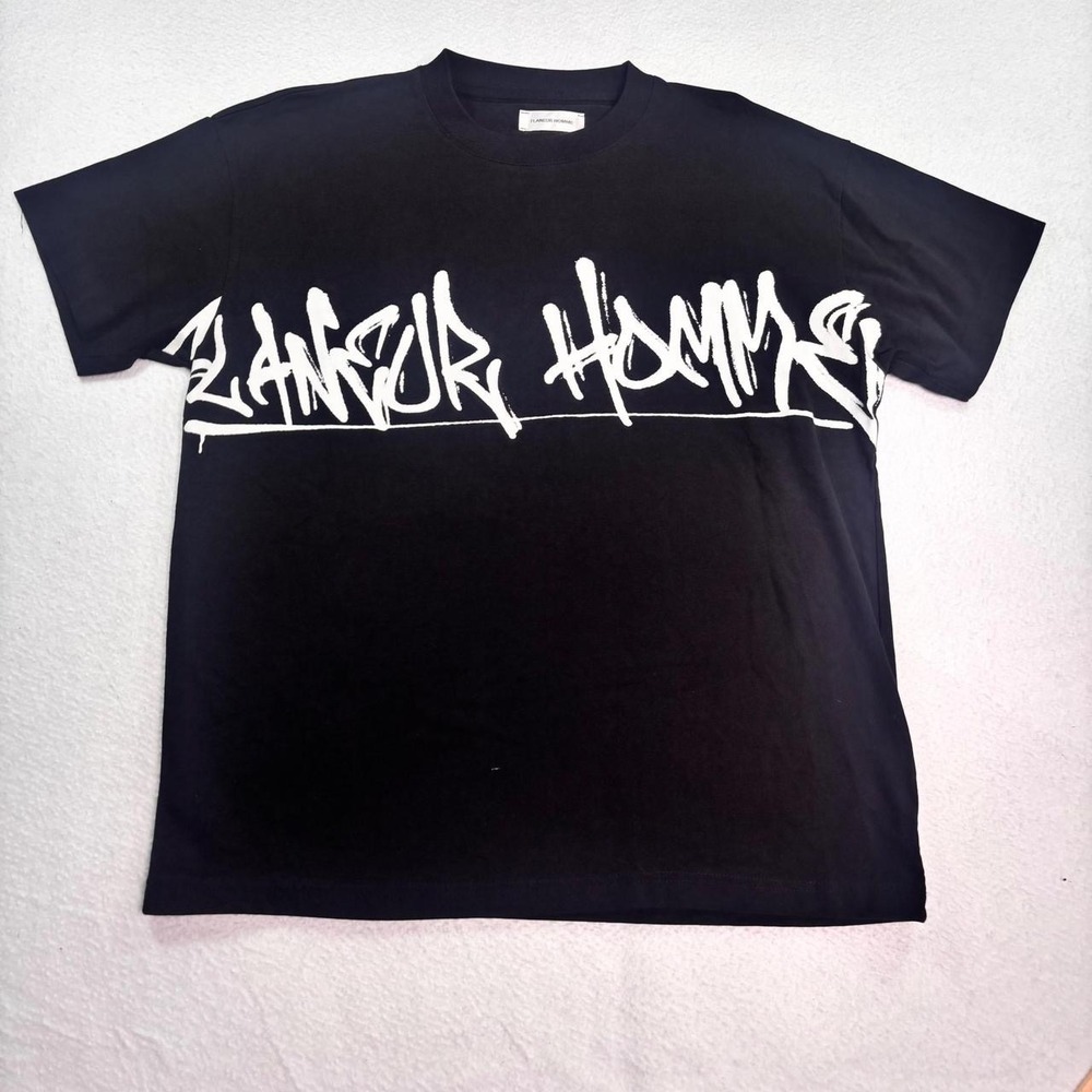 Flaneur Homme Graffiti Logo T-Shirt Size L/XL Black Designer Streetwear